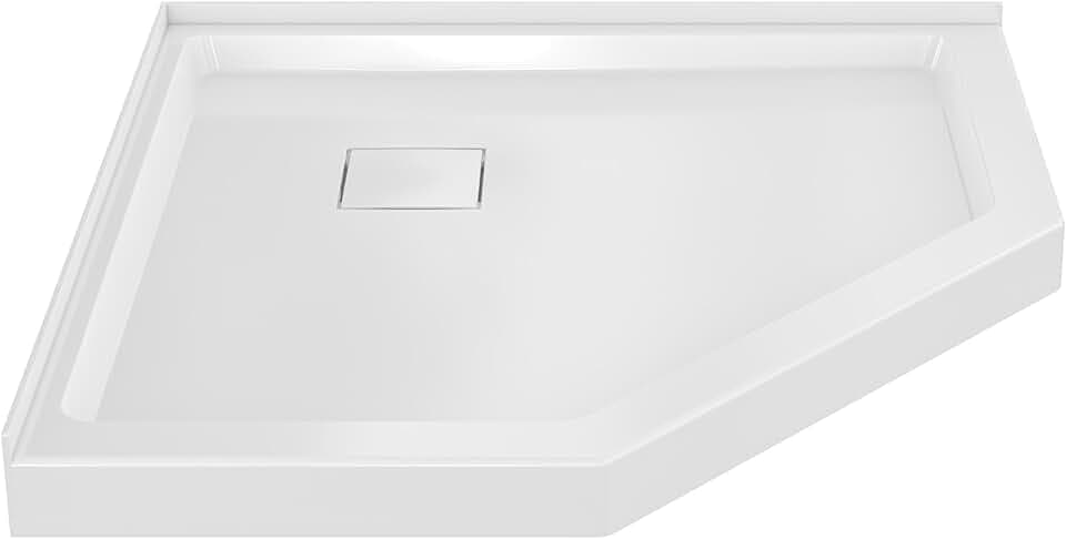 Carlton Marquette 38" x 38" Neo-Angle Double-Threshold Shower Pan Base with Center Drain in Glossy White