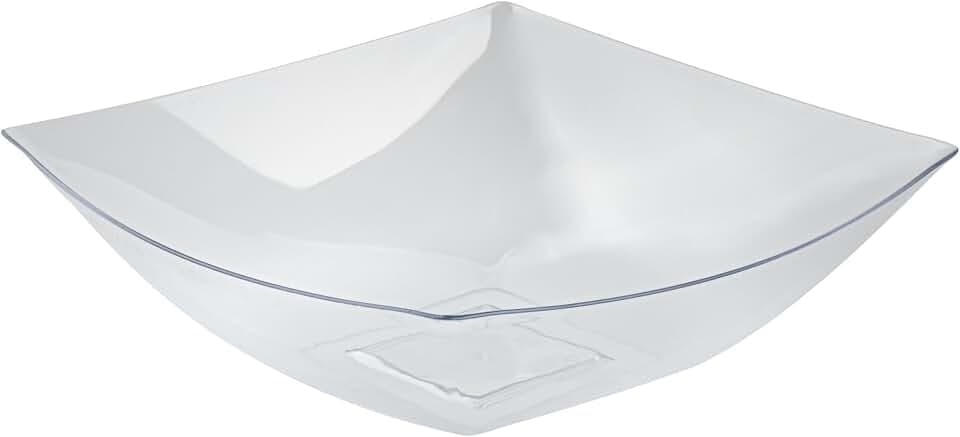 Restaurantware-Moderna 64 Ounce Fancy Plastic Bowls, 10 Square Disposable Salad Bowls - Durable, Heavy-duty, Clear Plastic Bowl, For Warm And Cold Foods