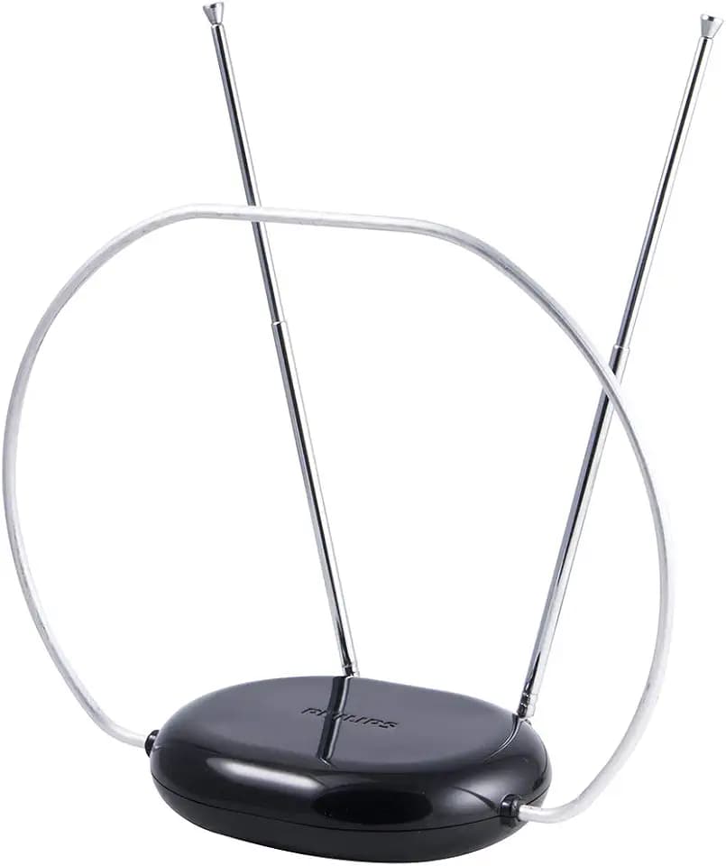 Philips Rabbit Ears Black Indoor TV Antenna, Dipole and Circular Loop