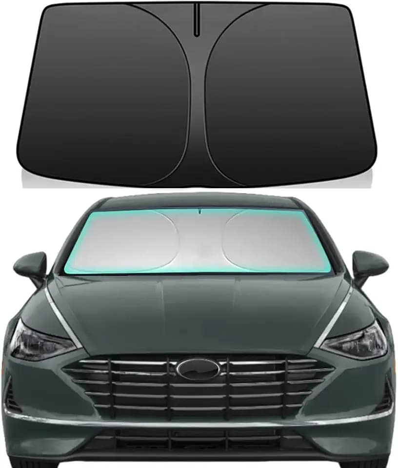 Windshield Sun Shade for Hyundai Sonata 2020-2026, 4-Layer 240T Foldable UV Block Car Accessory to Cool Interior