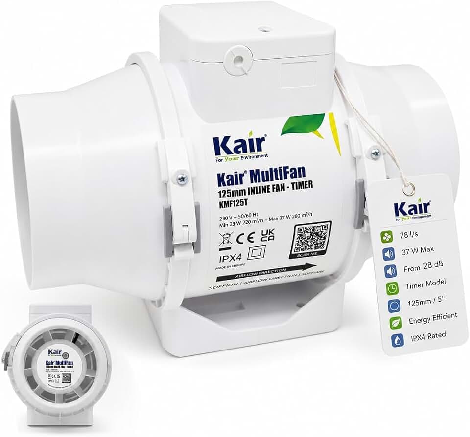 Kair MultiFan Inline-Ventilator 125mm mit Timer