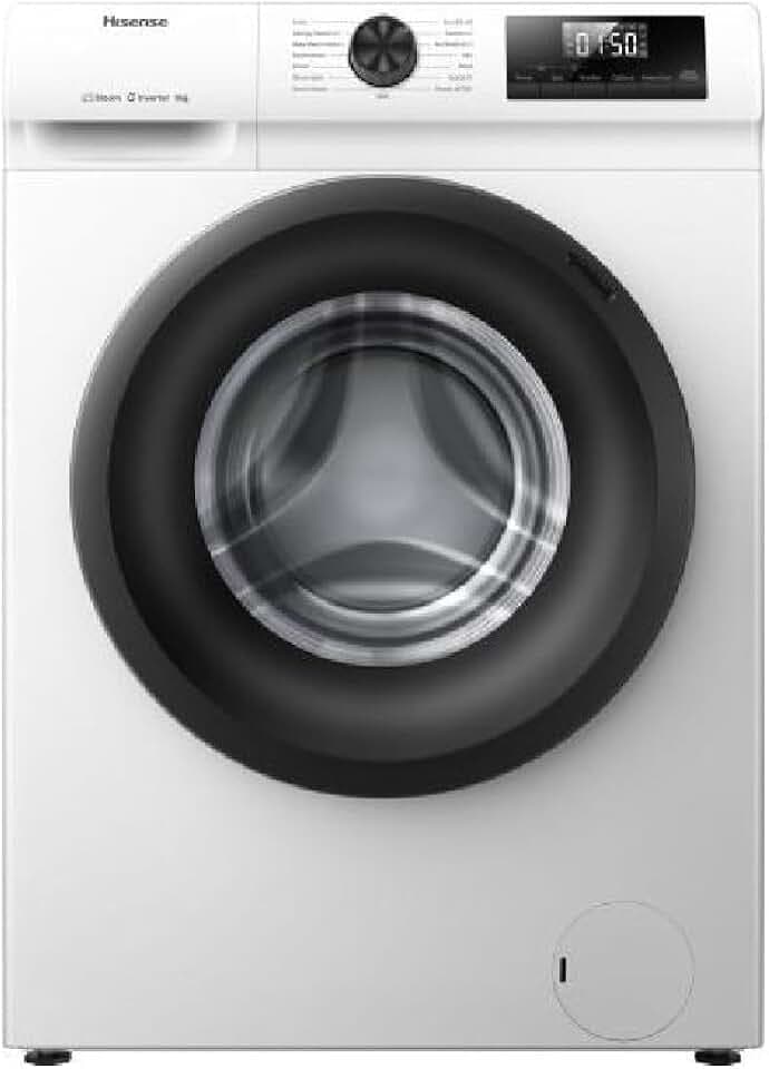 Hisense WF1Q8041BW Waschmaschine mit Dampffunktion /8KG /1400 U/Min /15 Programme/Anti-Allergie Programm/Baby-Wäsche/AutoWash/QuickWash/Daunen/Eco/Power 49' / Verzögertes Ende/EEK: A/Weiß