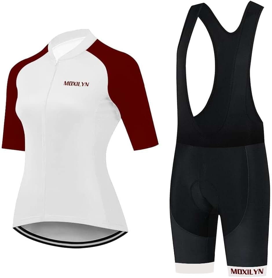 Damen Fahrradtrikot Set, Outdoor Kurzarm Radsport-Shirt+20D Gel Gepolsterte Kurze Hose Fahrradhose Atmungsaktiv Schnelltrocknend