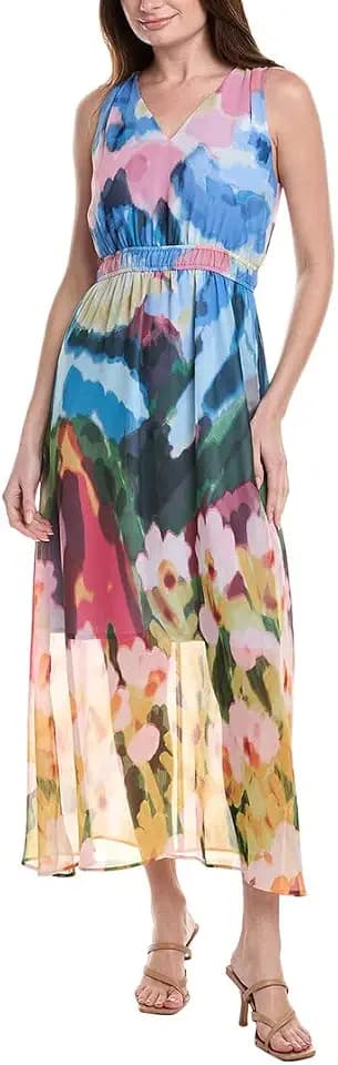 Anne Klein Women's Sleeveless V Neck Midi