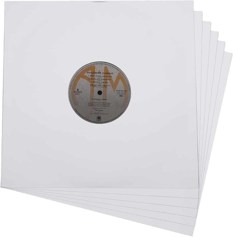 Innenhüllen für Schallplatten, schweres, säurefreies Papier, quadratisch, weiß, Kraftpapier, Innenhüllen mit Loch, für LP-Alben, 30,5 cm, 20 Stück