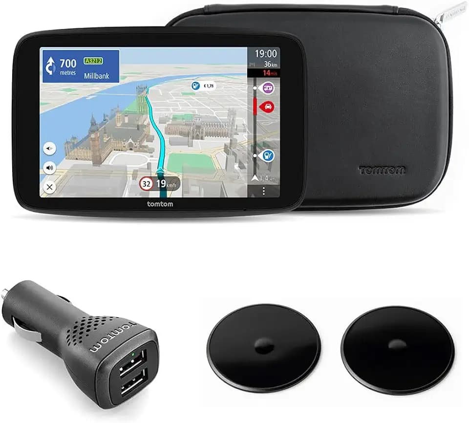 TomTom Camper Navi GO Camper Max 2. Generation Premium Pack (7" Display, POI`s für Wohnmobil- und Wohnwagen, Updates via Wi-Fi, TomTom Traffic, Fahrzeugprofile speichern, Weltkarten, Premium Zubehör)