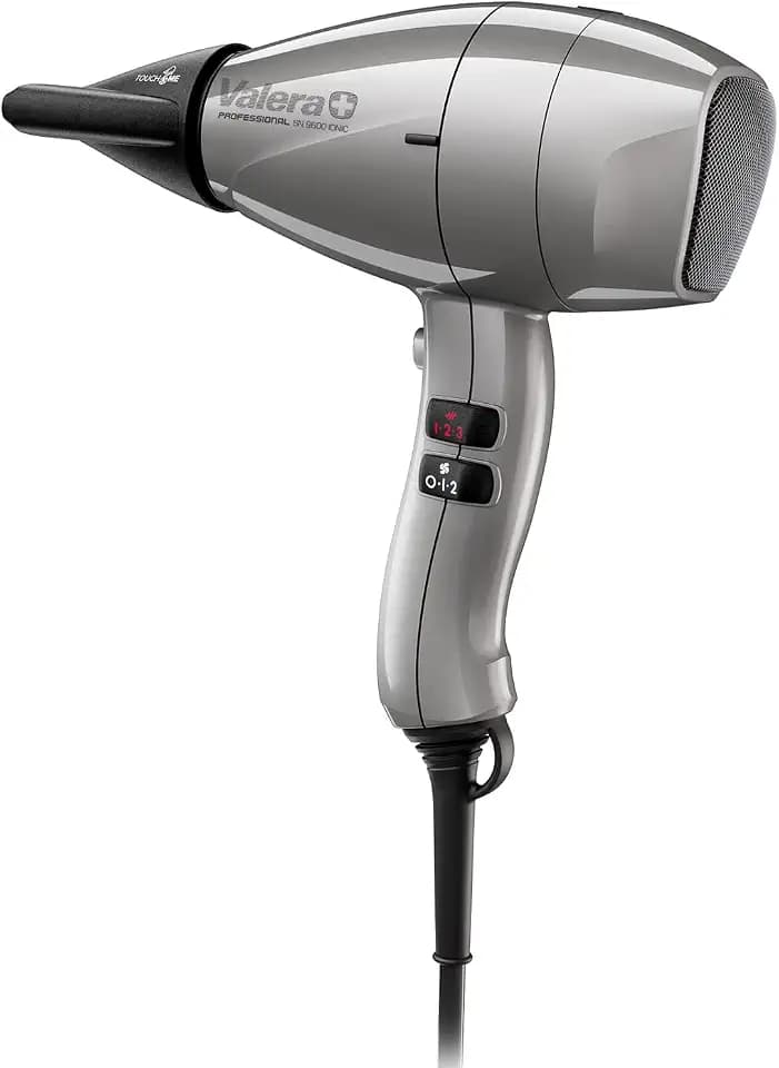 Valera, Swiss Nano 9600, Professioneller Haartrockner, ein kompakter und leichter Föhn, mit leistungsstarkem Motor, 3 Temperaturstufen, Ionenfunktion, flexiblem Anti-Twist-Kabel, Silbergrau