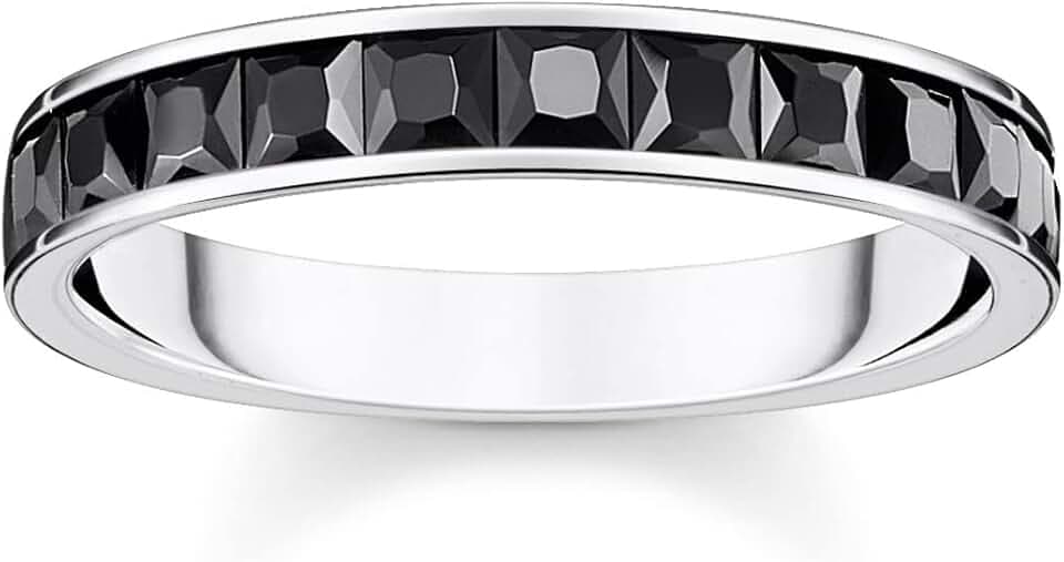 THOMAS SABO Ring schwarze Steine pavé silber 925 Sterlingsilber, Geschwärzt