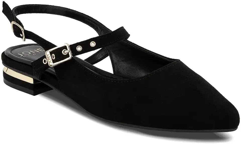 Jones New York Women’s Slingback Flats – Classic Pointed Toe Dress Shoes with Back Straps and Low Heel