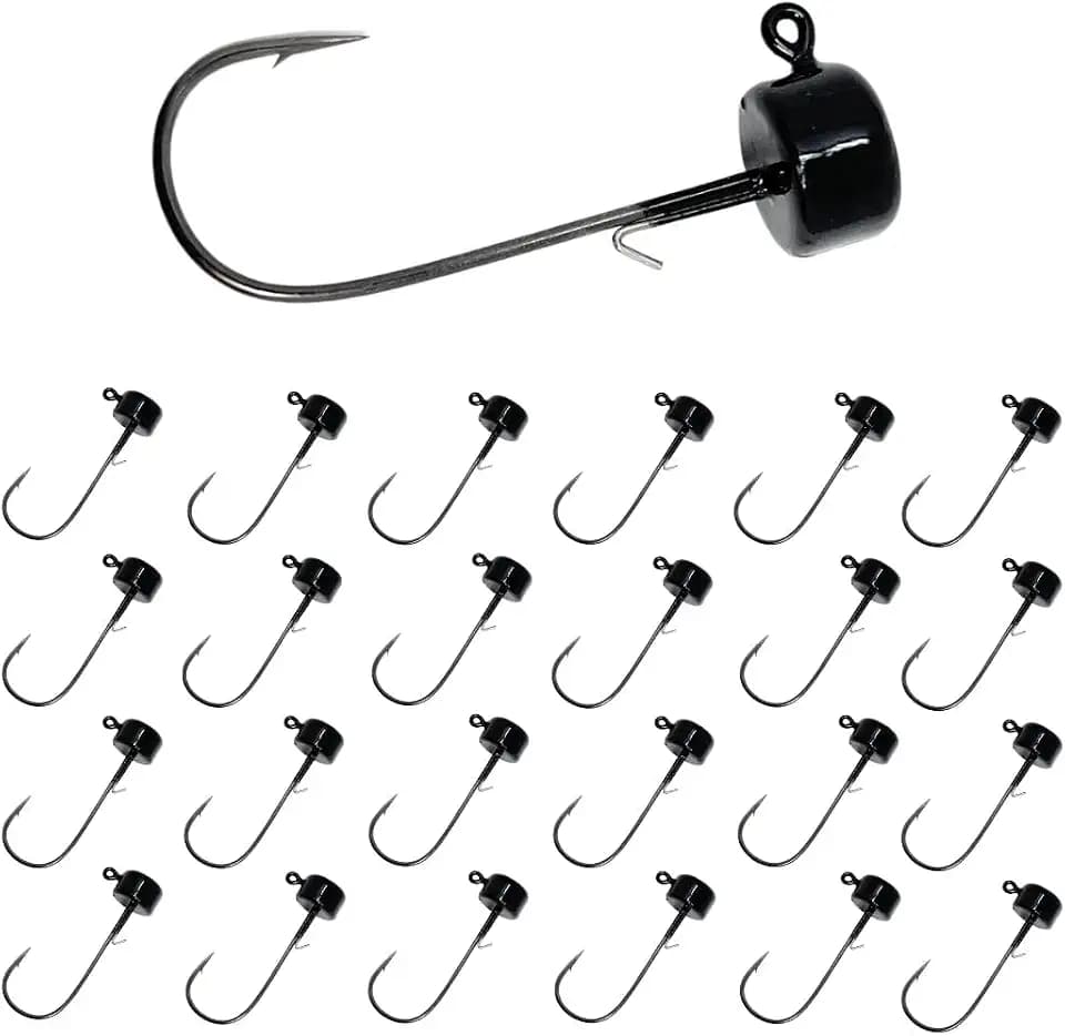 Reaction Tackle Mushroom Jig Heads for Ned Rig Finesse Bass Fishing, Stand-Up Design with Standard and EWG Hook Options (25-Pack)