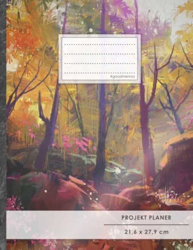 Projektplaner: DIN A4 • 70+ Seiten, Softcover, Register, "Forest" • #GoodMemos • Linke Seite für Planung (To Do Listen, Datum uvm.); Rechte Seite für Notizen