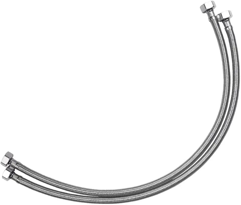 Faucet Line Connector Braided 304 Stainless Steel Supply Hose 1/2" I.P. Female Thread to 1/2" I.P. Female Straight Thread Faucet Hose Replacement (One Pair)