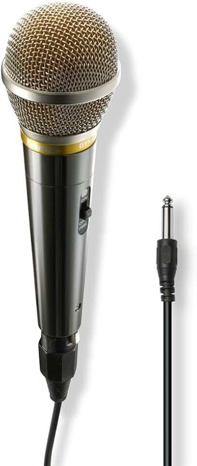 Hama Mikrofon (dynamisches Mikrofon, Mikrofon mit 3m Kabel, 6,35mm Klinke, XLR Stecker zum Abnehmen des Kabels, ideal für Gesang, Moderationen, Veranstaltungen, EIN-/Aus-Schalter, Metallgehäuse)