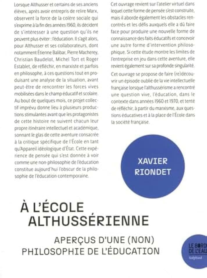 A l’école althussérienne. Aperçus d’une (non) philosophie de l’éducation