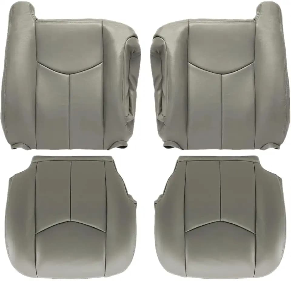 GXARTS Driver and Passenger Side Bottom Replacement Seat Cover and Top Lean Back Seat Cover Light Gray 922 or 92i Fit for Chevy GMC Tahoe Suburban Avalanche Yukon Silverado Sierra 2003 2004 2005 2006