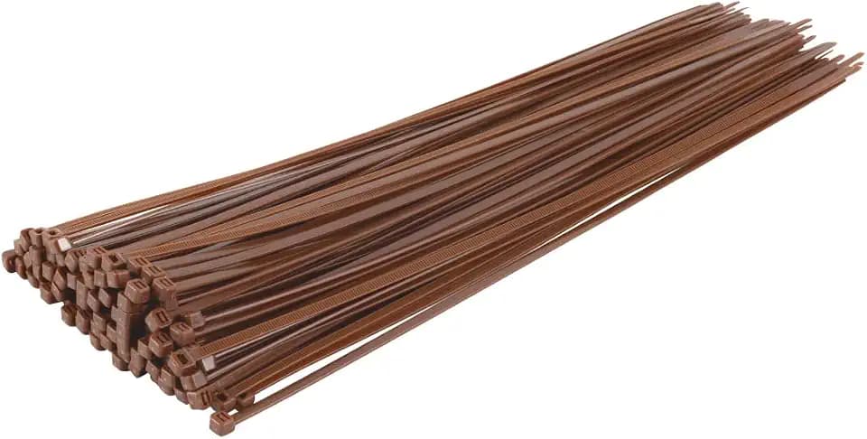 GTSE - 14 Inch Brown Nylon Zip Ties, 100 Pack, 50lb, Self-Locking
