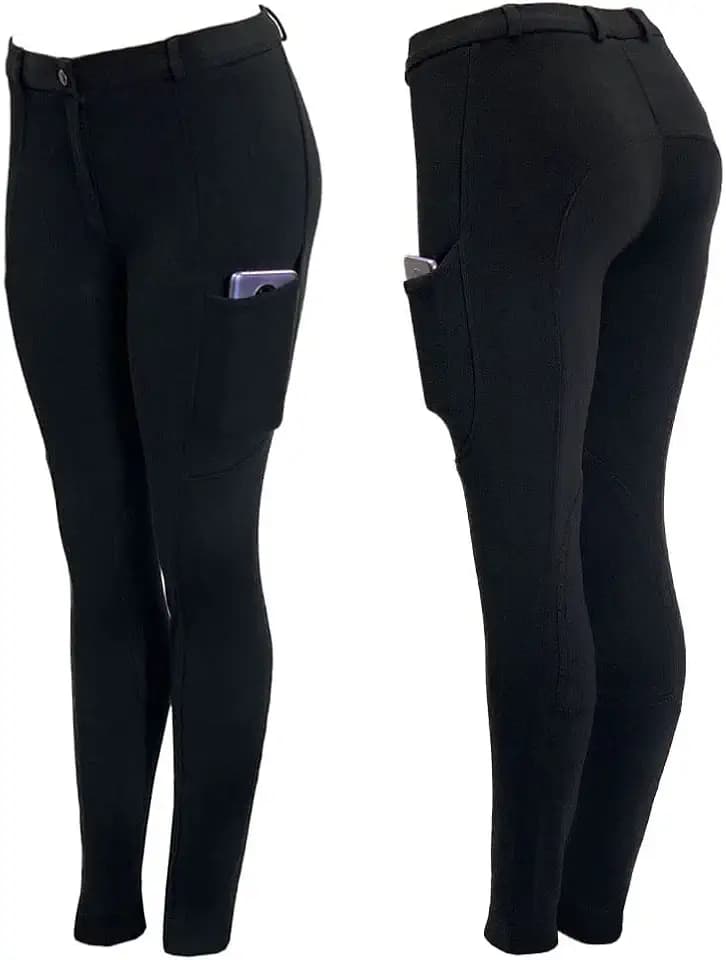 Reithose für Damen, schwarze Reithose, mit zwei Handytaschen, Reithose, Herbst, Schicksal, Damen