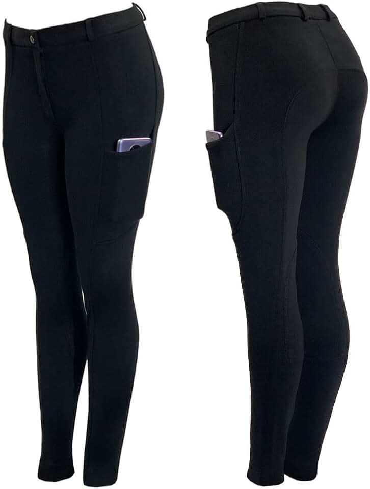 Reithose für Damen, schwarze Reithose, mit zwei Handytaschen, Reithose, Herbst, Schicksal, Damen