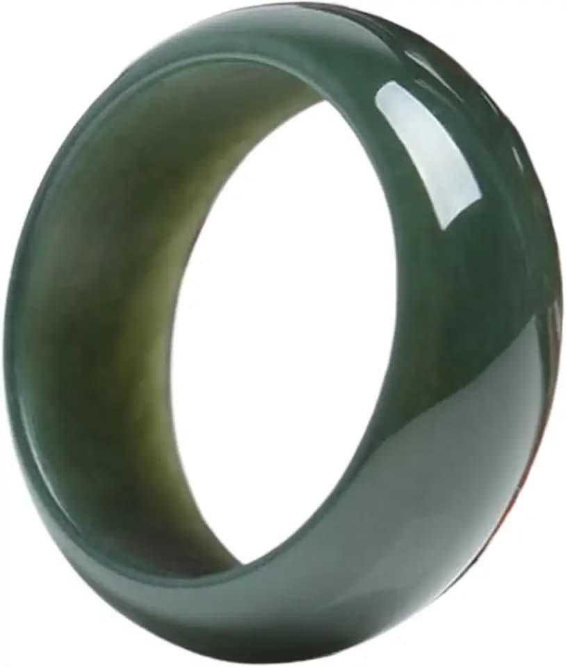 Natural Hetian Black Green Jade Rings Jadeite Jade Ring Male and Female Jade Ring Jade Gift Rings Men Women Real Jade (Ring Size : 9)
