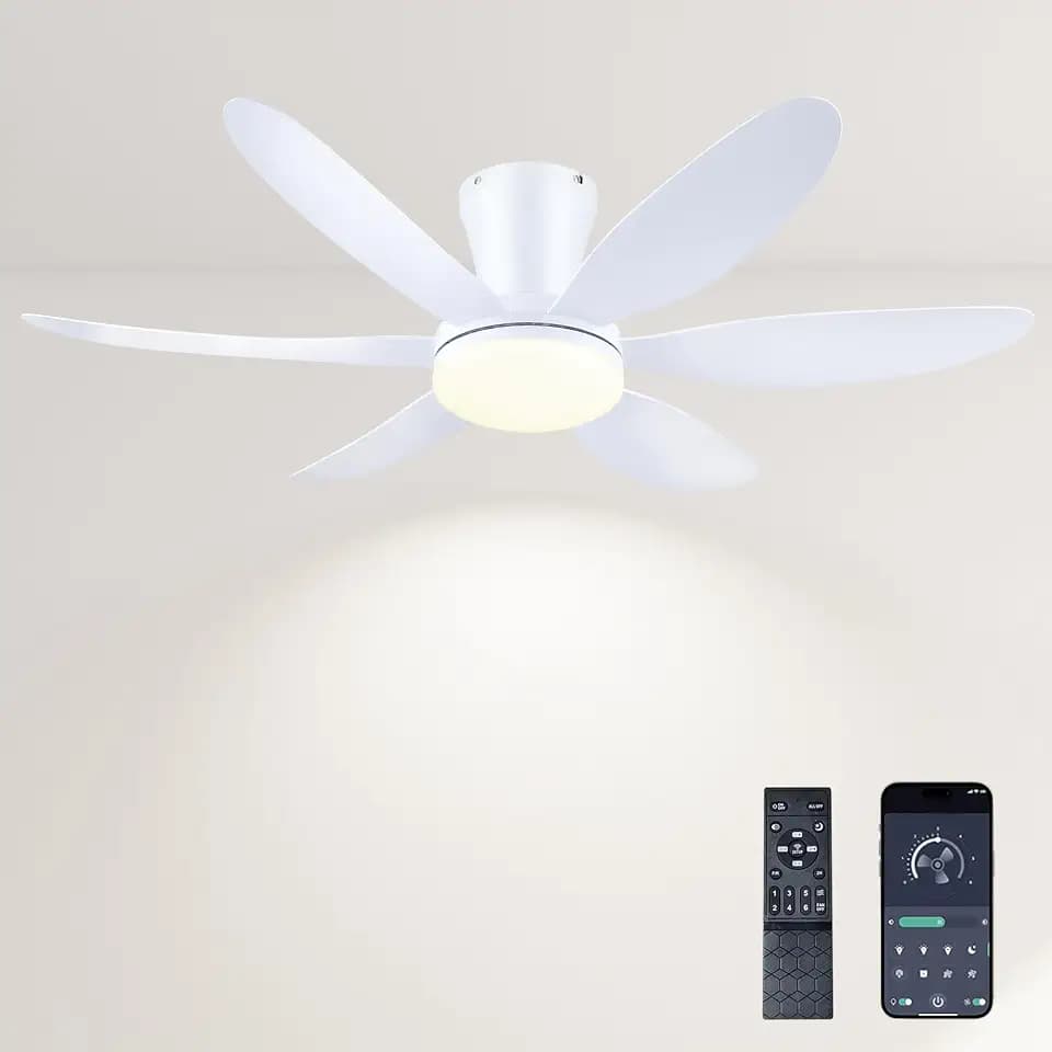 GJeg Ceiling Fans with Lights,42" Low Profile Ceiling Fan (White