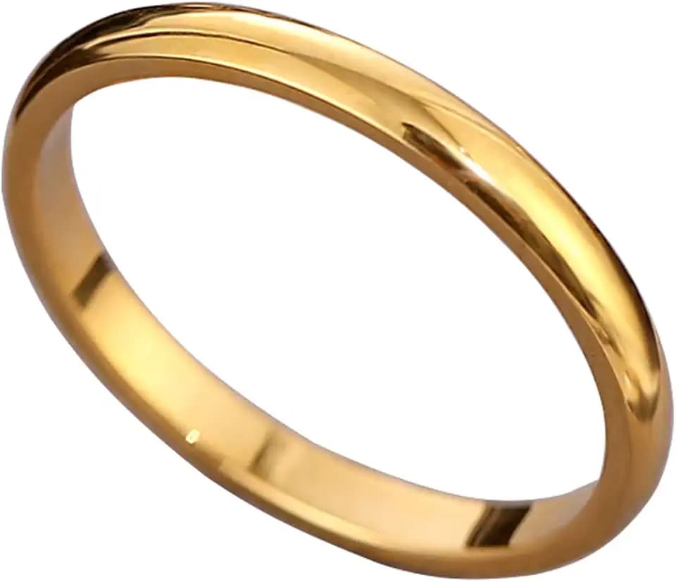 CCBFY 2 MM 4 MM Stainless Steel Ring Jewel Roman Numerals Stackable High Polish Plain Dome Tarnish Resistant Comfort Fit Ring Wedding Band Size 3-15