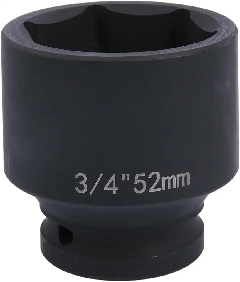 3/4" Drive 52mm Impact Socket- 6-Point Cr-Mo, Heavy Duty Metric