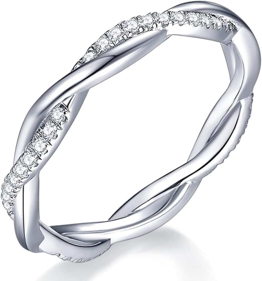 IMOLOVE Twisted Rope Moissanite Wedding Bands for Women Gold Plated Ring