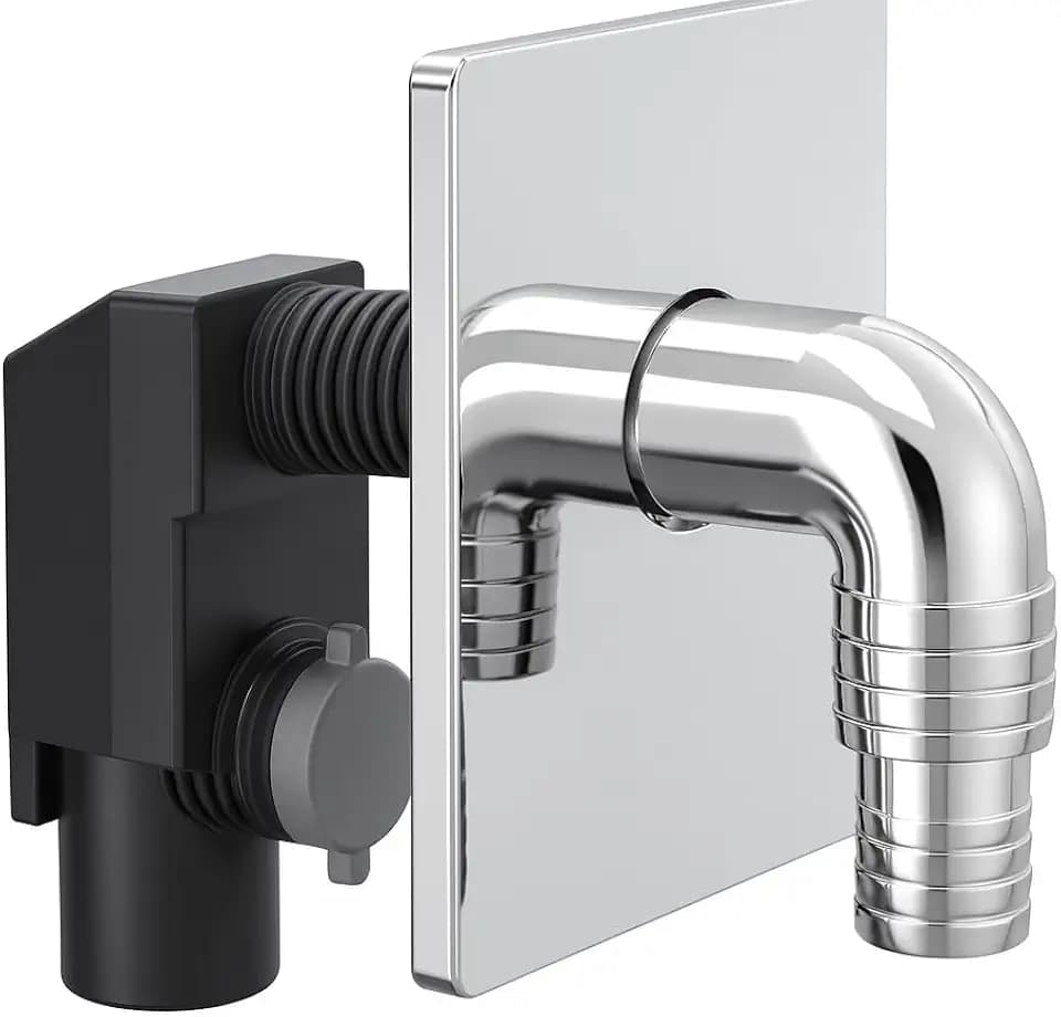 Einbau-Siphon für Waschmaschine Ø40 mit weißer Platte – verchromte Platte – kompakter und langlebiger Wandablauf – einfache Installation – LEMAG SRL (verchromt)