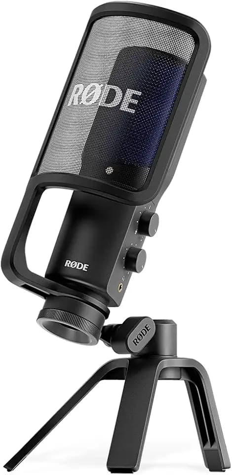 RØDE NT-USB+ Professionelles USB-Mikrofon für Profi-Audioaufnahmen direkt auf dem Computer oder Mobilgerät, schwarz