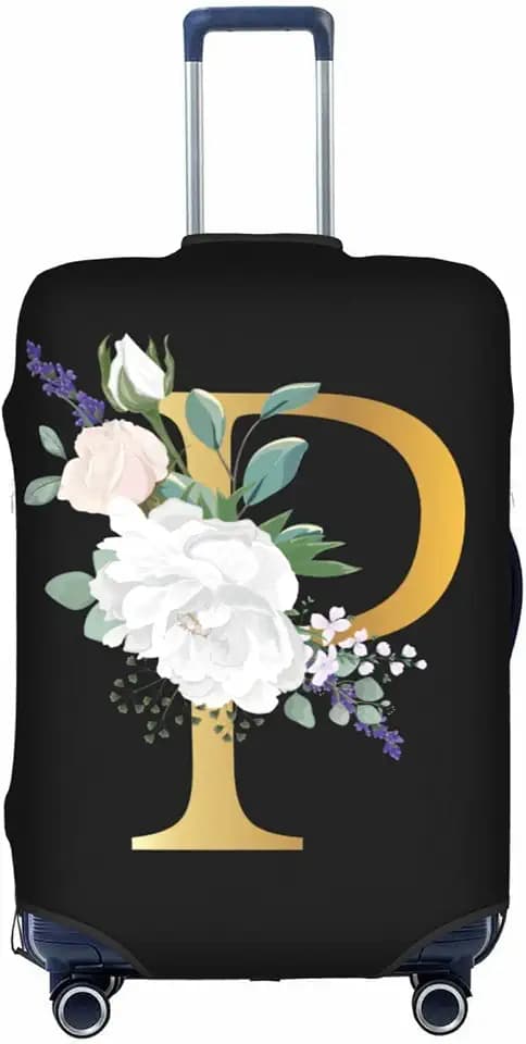 Flower Lette P Black Luggage Cover Elastic Washable Stretch Suitcase Protector Travel Suitcase Cover for Kid and Adult XL (29-32 inch suitcase)