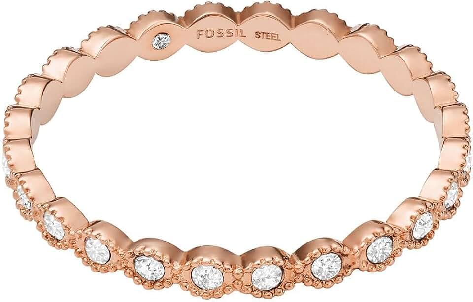 Fossil Damenring Sadie All Stacked Up Rose Gold-Tone Edelstahlband Ring