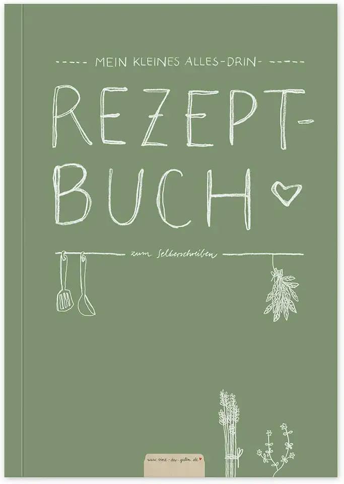 Eine der Guten Rezeptbuch zum Selberschreiben A5, DIY Kochbuch, Grün Weiß