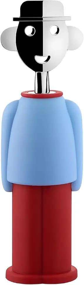 Alessi Alessandro M. AM23 LAZR - Design-Korkenzieher aus Thermoplastischem Harz und Verchromtem Zamak, Blau und Rot