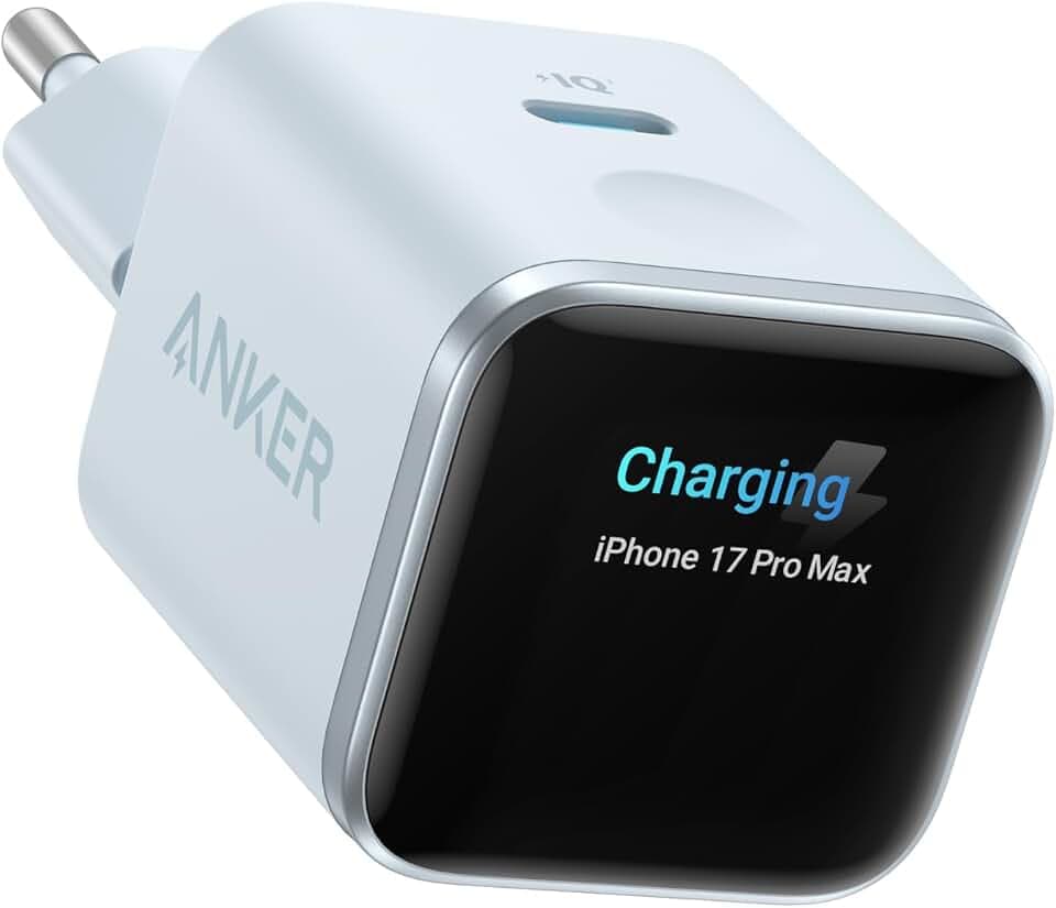 Anker Smart Ladegerät, Anker Nano 45W USB C Ladegerät mit Display GaN | Mit intelligenter Erkennung, integriertem Schonmodus, kompaktes GaN Schnellladegerät für iPhone 17/16/15 Serie, iPad, MacBook