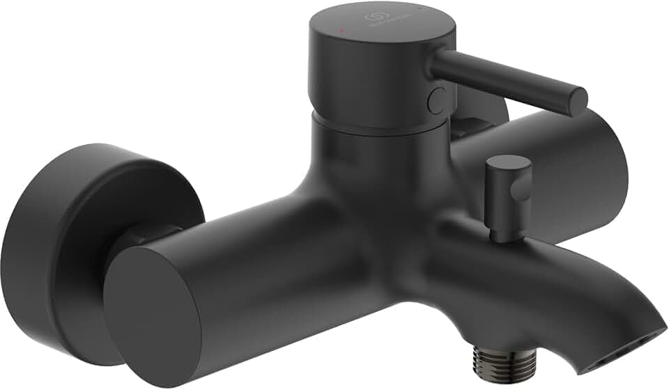 Ideal Standard BC199XG Ceraline Badearmatur zur Wandmontage – Einhebel-Badearmatur Aufputz DN 15 Ausladung 168 mm in Silk Black (Schwarz matt)