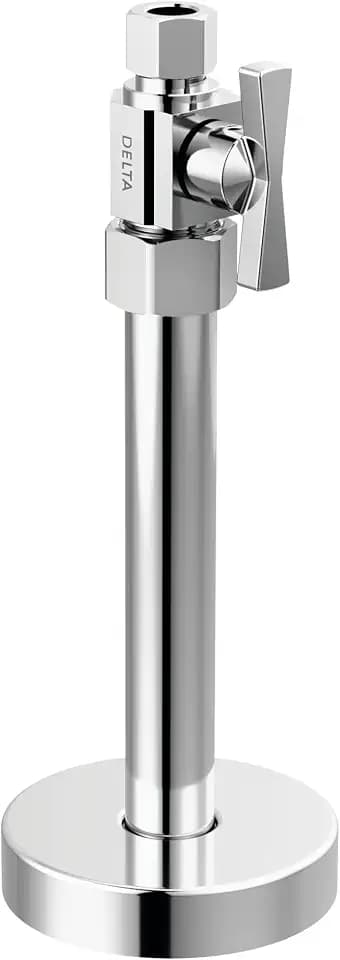 Delta Faucet 1/2" x 3/8" Straight Supply Stop Valve with Traditional Handle Chrome, Water Shut Off Valve, Brass Shut Off Valve, 1/4 Turn Shut Off Valve, Chrome DT021203