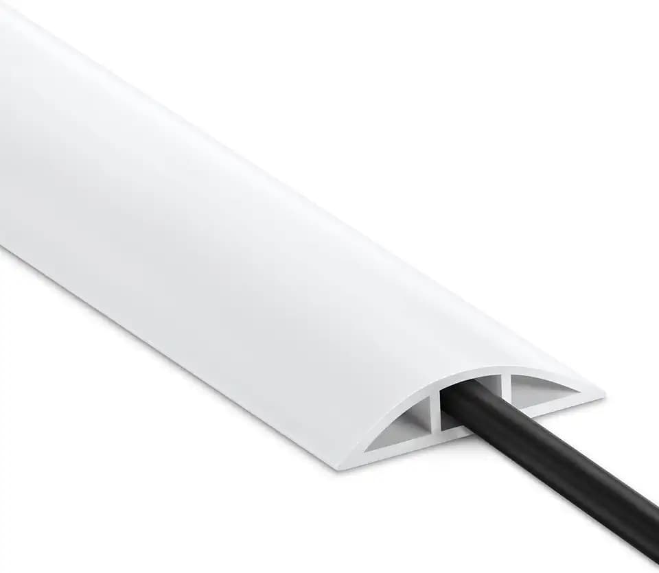 LZEOY1.2 m Lange Kabelabdeckung, weißer Boden, Verlängerungskabel-Abdeckung, Netzkabel-Schutzboden, Kabelmanagement, weiche PVC-Drahtabdeckungen