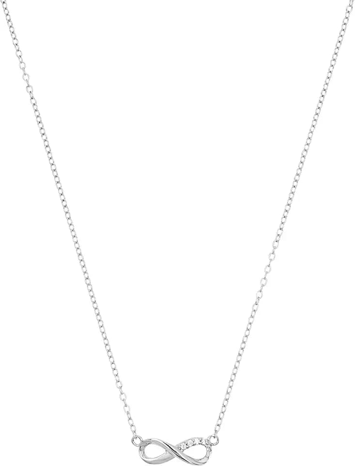 Tom Tailor Kette mit Anhänger für Damen, Sterling Silber 925, mit Zirkonia, 42+3 cm, silber, Infinity, Geschenkidee, Halsschmuck, Damenschmuck, 2100583
