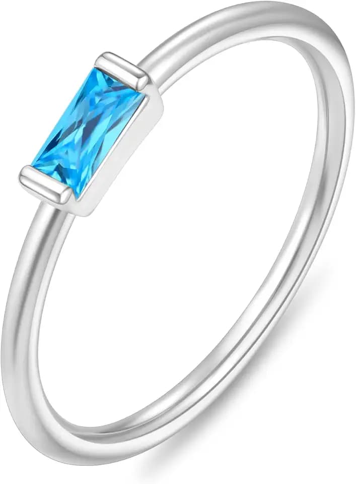 RLMOON Birthstone Silver Rings for Women Non Tarnish Silver Stackable Ring