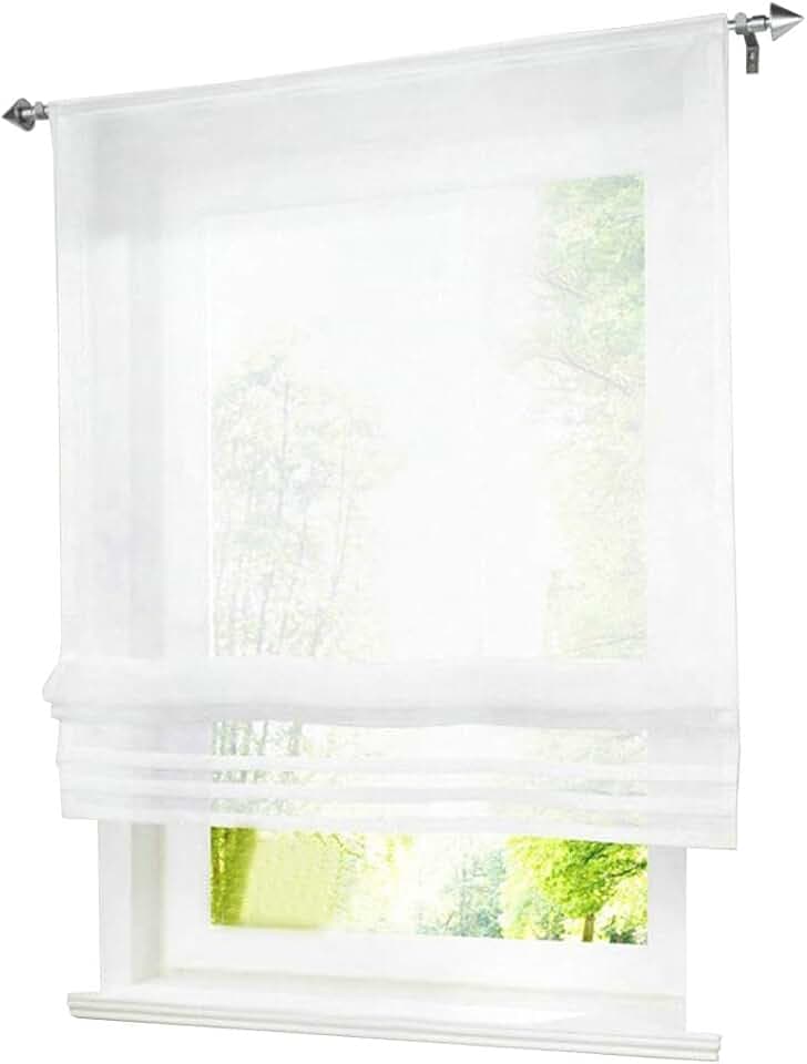 BAILEY JO 1er-Pack Raffrollo mit Tunnelzug Gardinen Transparent Voile Vorhang (BxH 120x155cm, weiß)