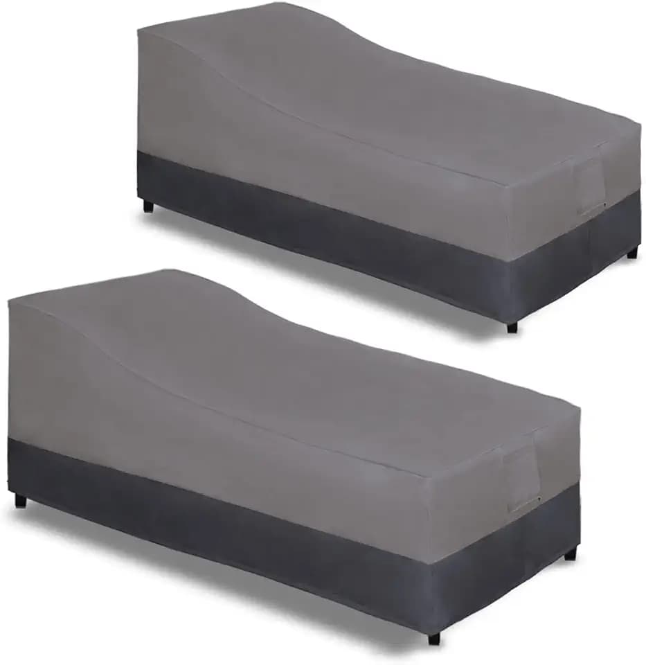 Easy-Going Heavy Duty Outdoor Chaise Lounge Cover, 2 Pack, Gray/Dark Gray