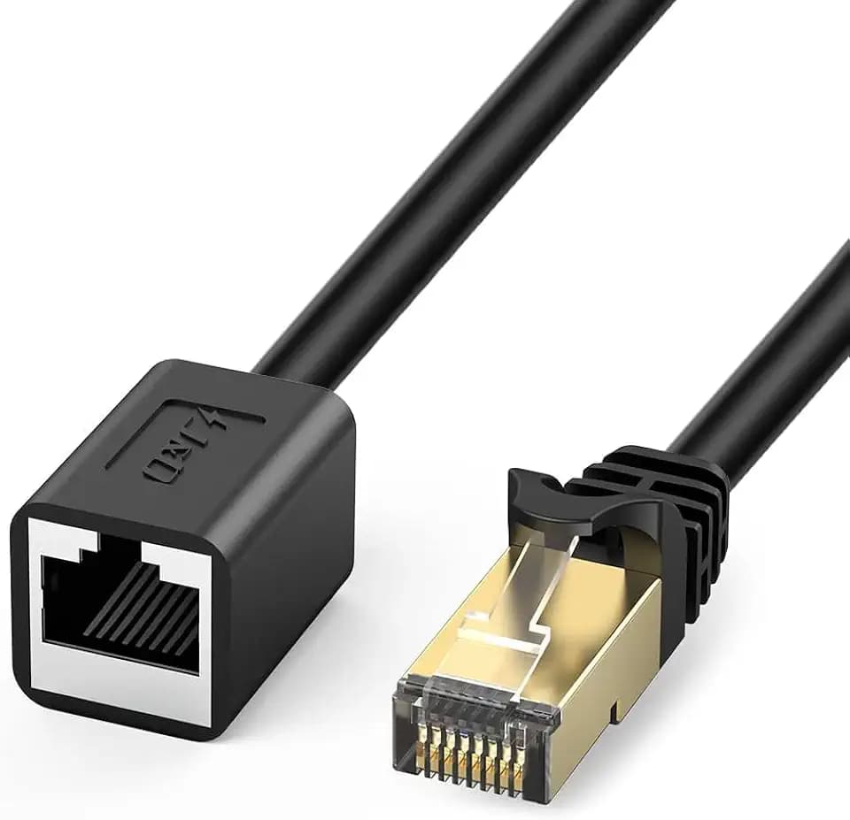 J&D Ethernet Extension Cable, Cat 6 Ethernet Extender Cable Adapter (2 Feet) Support Cat6 / Cat5e / Cat5 Standards, RJ45 Cords Shielded Male to Female