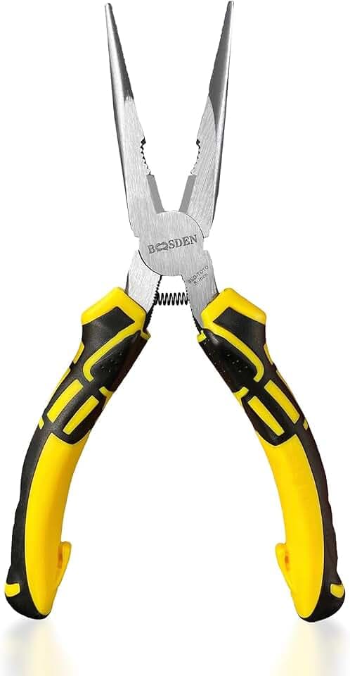 BOOSDEN 8 inch Needle Nose Pliers with Wire Cutters Spring Loaded