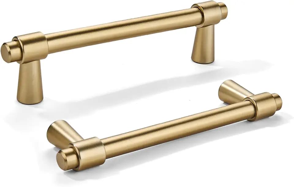 khtumeware 3 inch 5 Pack Champagne Bronze Cabinet pulls Zinc Alloy Modern and Simple Cabinet Handle Suitable for Custom Whole-House Furniture (Kitchen/Bathroom/Bedroom).