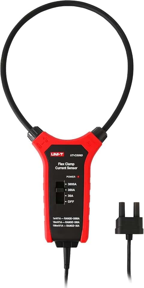 UNI-T Flexible Current Probe UT-CS09D, 18” Flex Clamp, 0.1A Resolution, 3000A Current Paired with UT208B / UT206B Digital Clamp Meter, 500Hz Frequency Response, 1-Meter Drop Durability