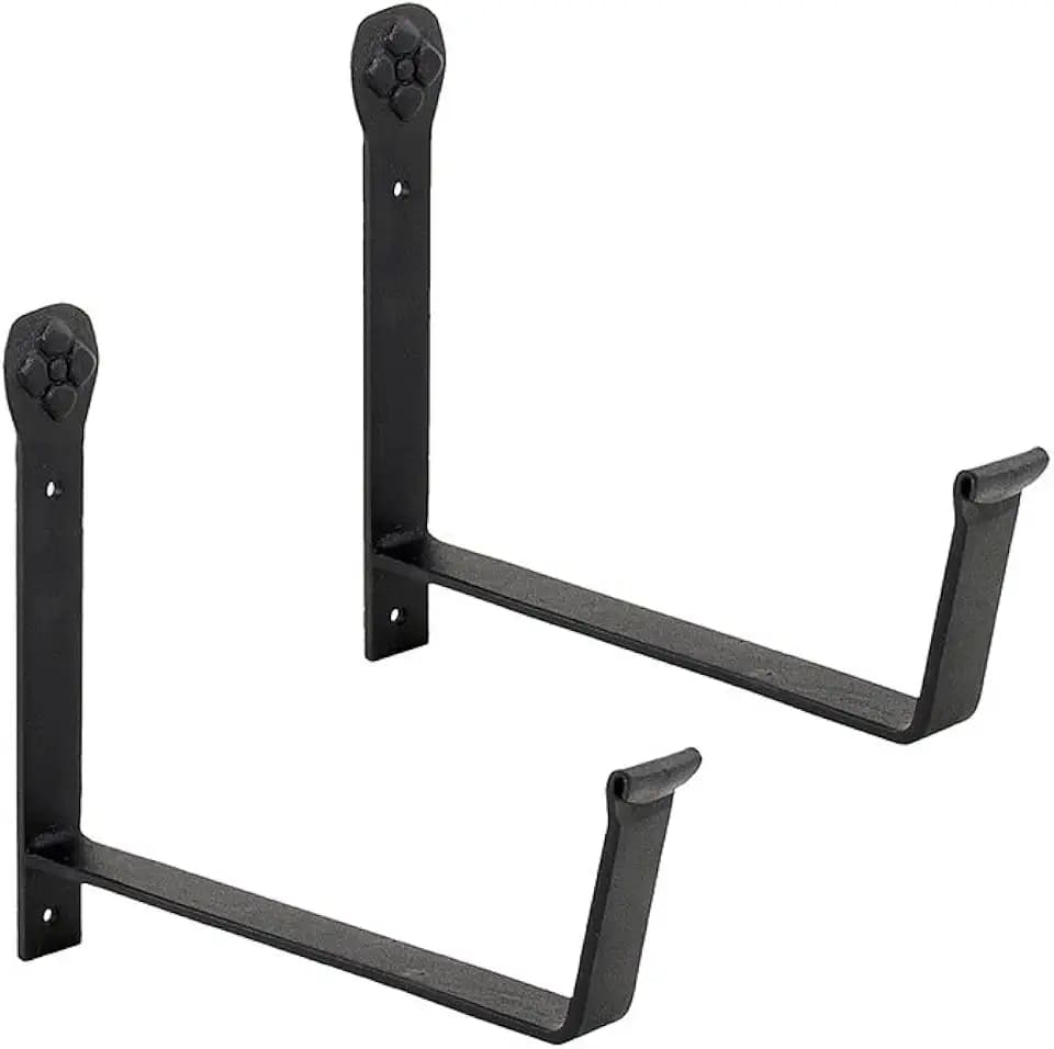 Achla Designs SFB-02 Wall-Mount, 8 inch Flower Window Box Planter Brackets, 8-inch, Black