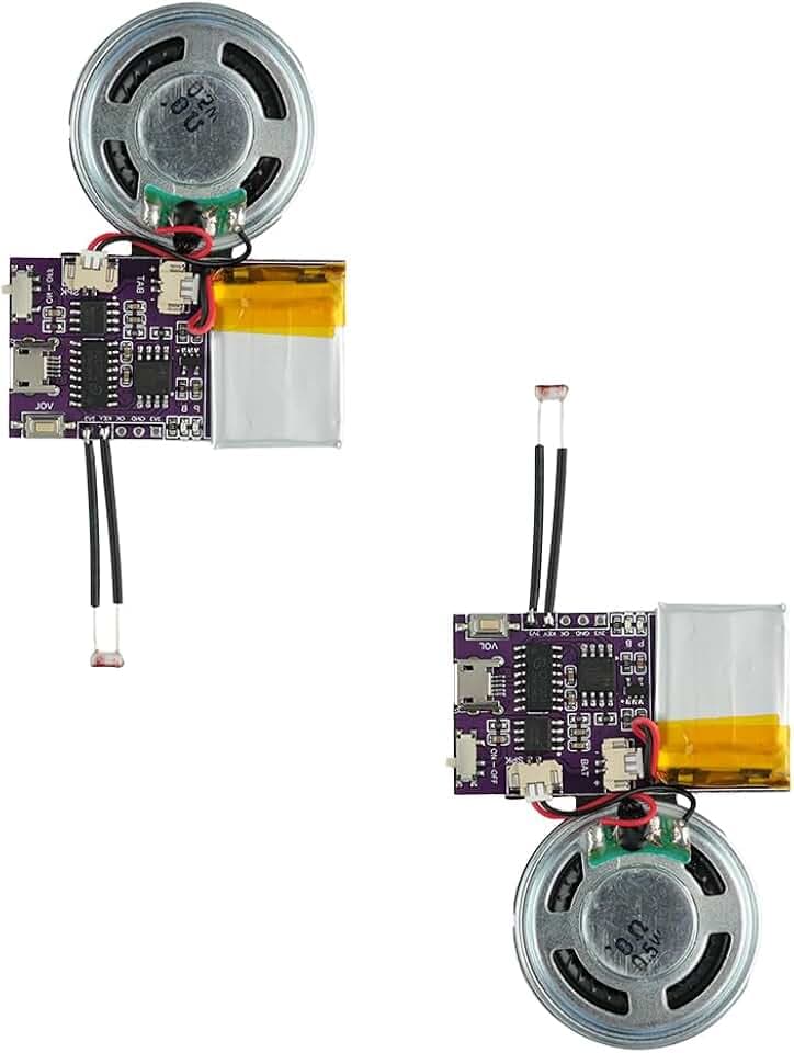 Voice Module,MP3 Music Sound Chips, 16MB Sound Module for Crafts, Christmas, New Year Greeting Cards, Box with Speaker Lithium Battery Powered and USB Cable. (JR-JX7004-Light - 2P)