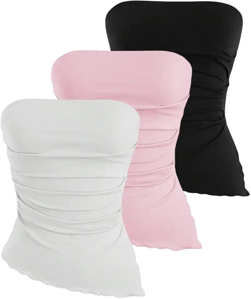 SOLY HUX Women's 3 Pack Strapless Top Floral Tube Tops