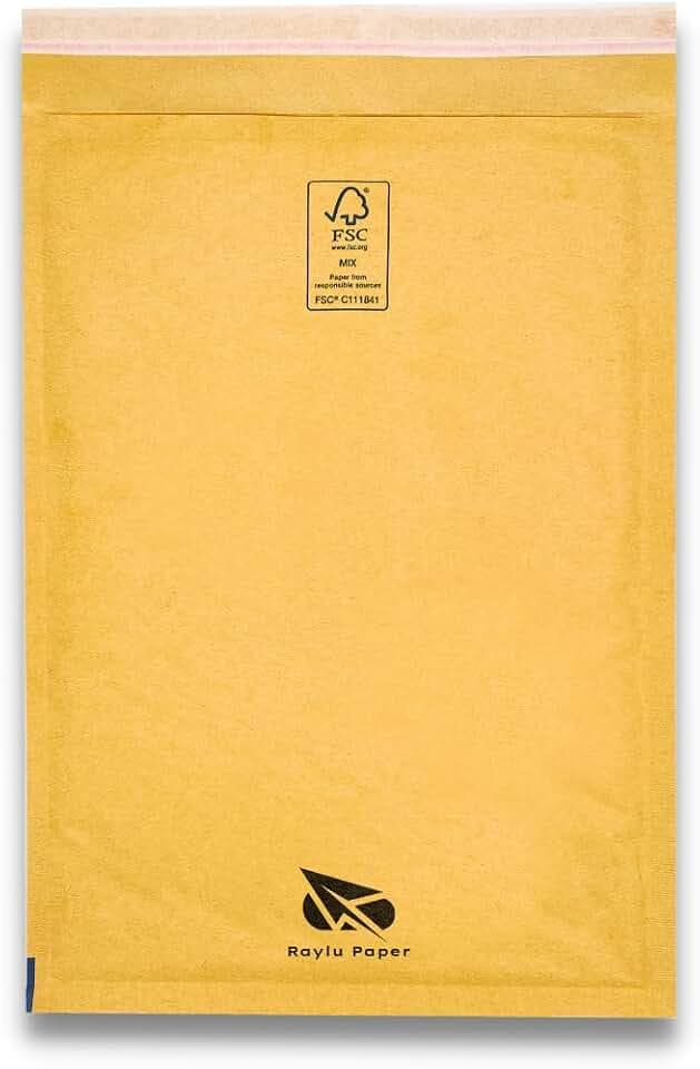 RAYLU PAPER – 10 Stück Gepolsterte Versandtaschen Braun Selbstklebende Luftpolsterumschläge Recycelbare Luftpolstertaschen für Dokumente und Warensendungen (300 x 440 mm)