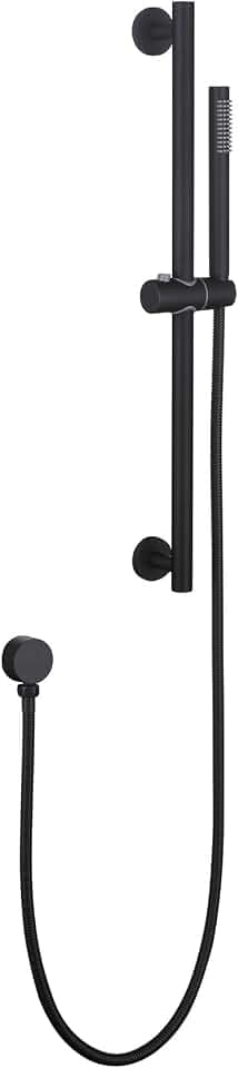 Weshi Shower Slide Bar Handheld Shower Head with Hose, Bathroom Shower faucet with Handle Spray, High Pressure Handheld Slide Bar Set Height Adjustable with 59 Inch Stainless Steel Hose Matte Black